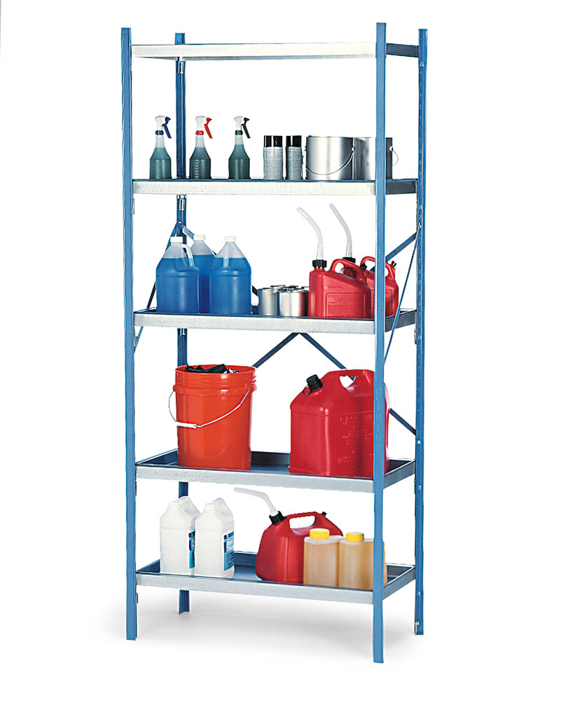 Spill Containment Shelving - 18" Shelving - 4 Shelves - Galvanized Steel - 1