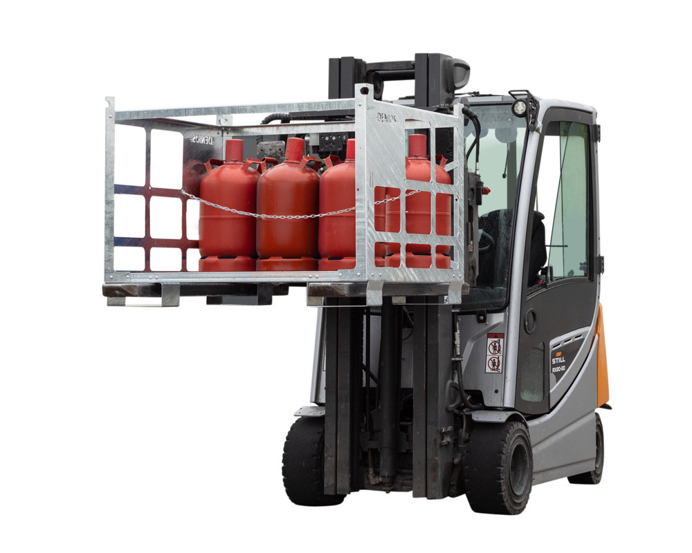 Gaspall av stål för transport av 12 gasflaskor med max. Ø 300 mm, förzinkad - 3