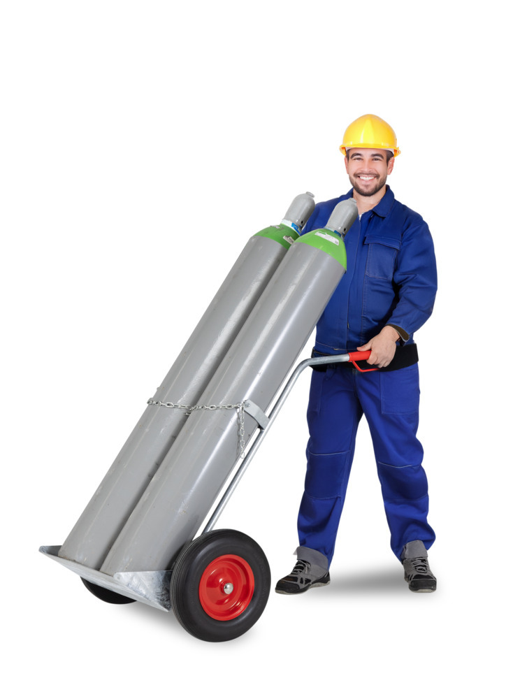 Stalen gasflessenwagen, voor 2 gasflessen met max. Ø: 250 mm, massief rubberen banden - 3