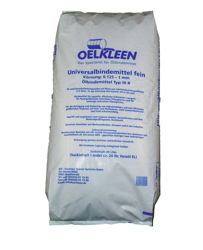 Granulaat OEL-KLEEN, oliebinder universeel absorptiemiddel fijnkorrelig, onbrandbaar, 20 kg