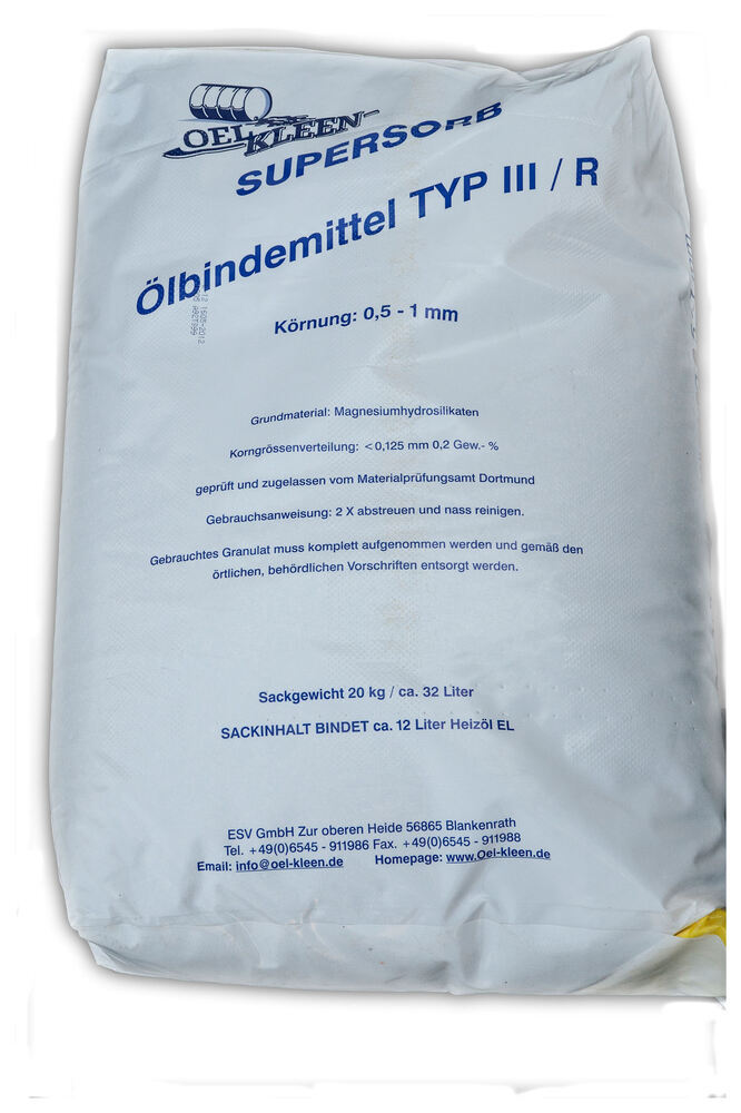 Sypký sorbent OEL-KLEEN Supersorb 15/30, na OLEJ, Univerzál, sepiolit, jemný, 20 kg vrece - 1
