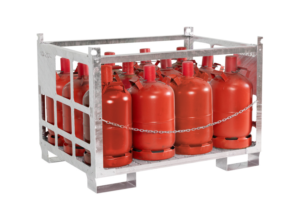 Gaspall av stål för transport av 12 gasflaskor med max. Ø 300 mm, förzinkad - 1