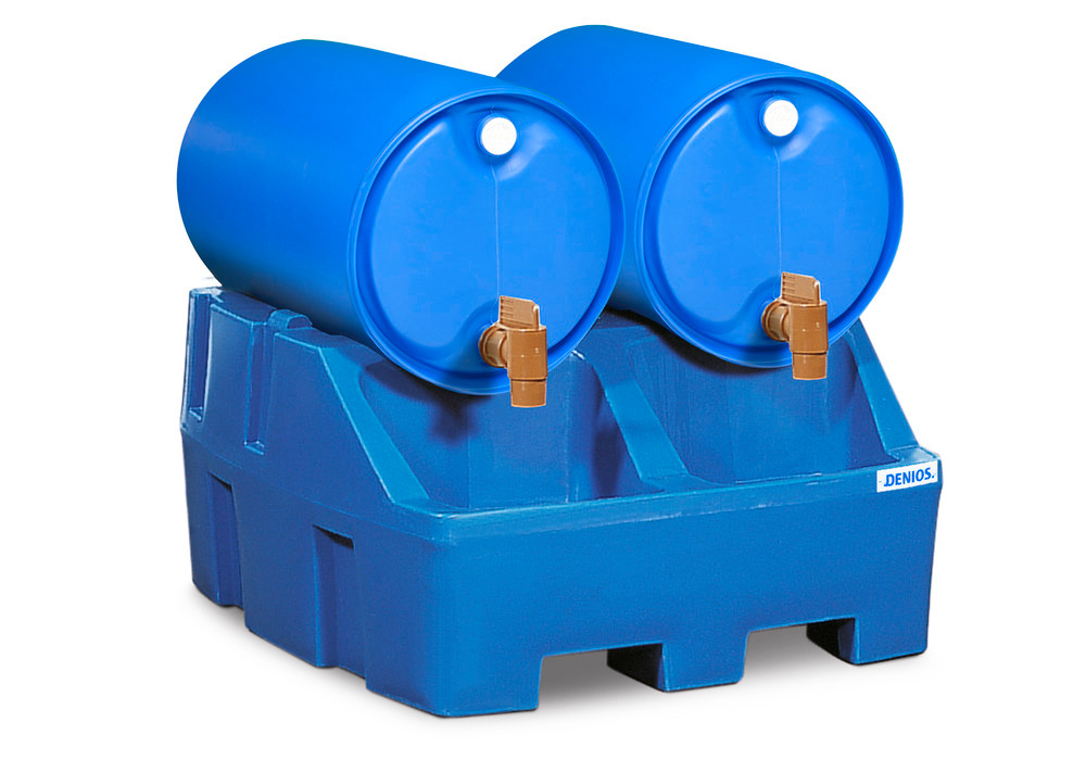 Tappestasjon PolySafe RS, polyetylen (PE), blå, til 2 fat à 200 liter - 1