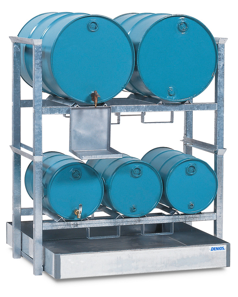 Fathylle AwS 3 til 3 fat à 60 liter og 2 fat à 200 liter, oppsamlingskar i stål, kanneholder - 1