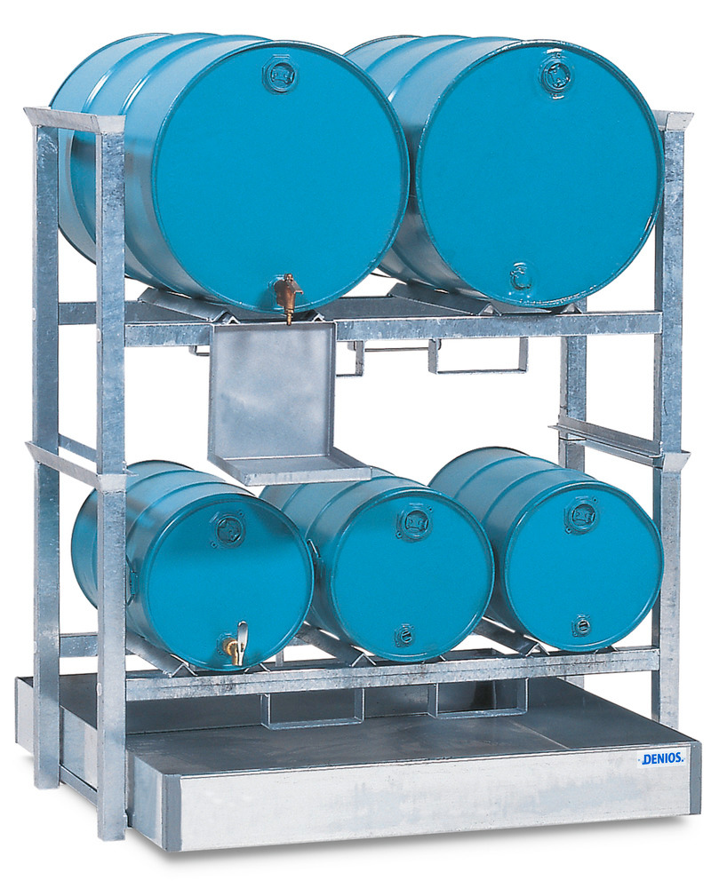 Stackable Drum Rack & Sump - 2, 55-Gallon Drum or 3, 16-Gallon Drum - Galvanized Steel Construction - 1