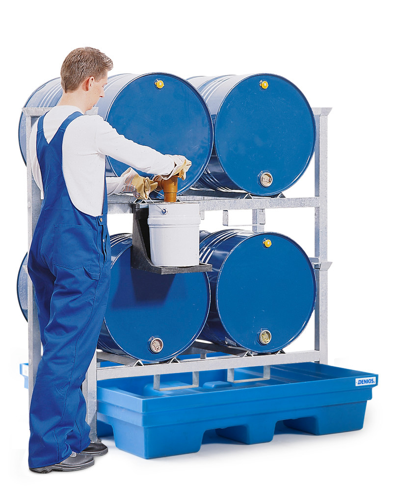 Drum rack AWK 1 for 4 x 205 litre drums, spill pallet in polyethylene (PE) - 1