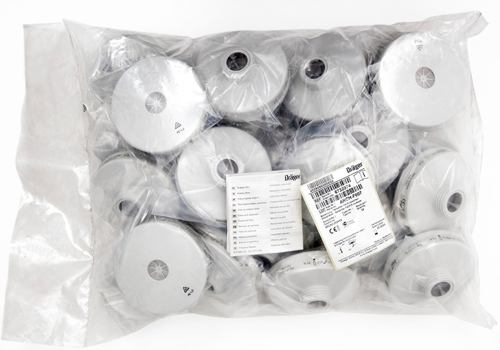 Filtro per particolato Dräger P3 con fil. tonda standard RA per serie X-pore 4000/6000, conf.=25 pz. - 1