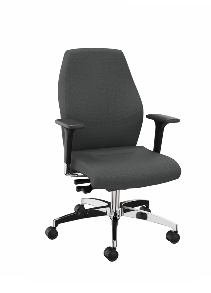 DENIOS bureaustoel Shape XXL, Syncro-Tension-technologie, alu onderstel, grijs - 1