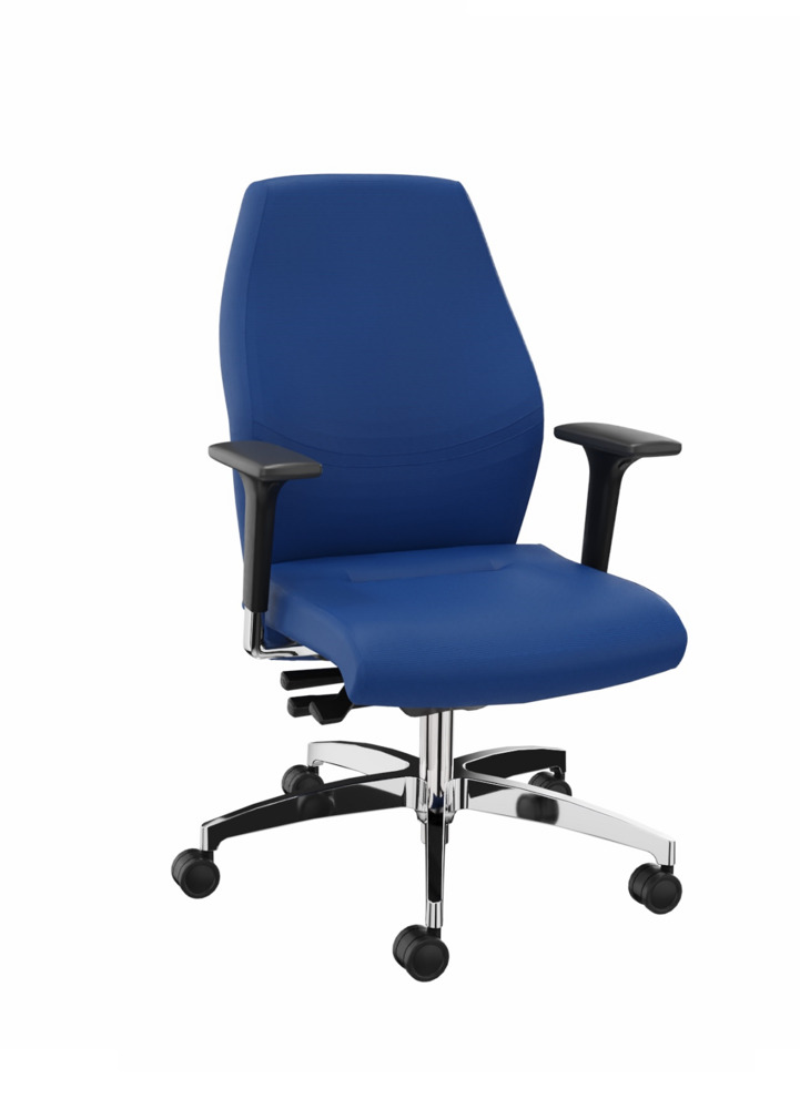 DENIOS bureaustoel Shape XXL, Syncro-Tension-technologie, alu onderstel, blauw - 1