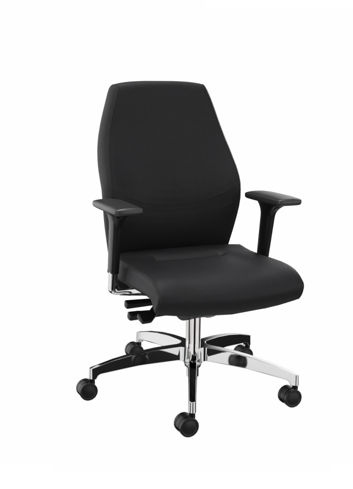 DENIOS bureaustoel Shape XXL, Syncro-Tension-technologie, alu onderstel, zwart - 1