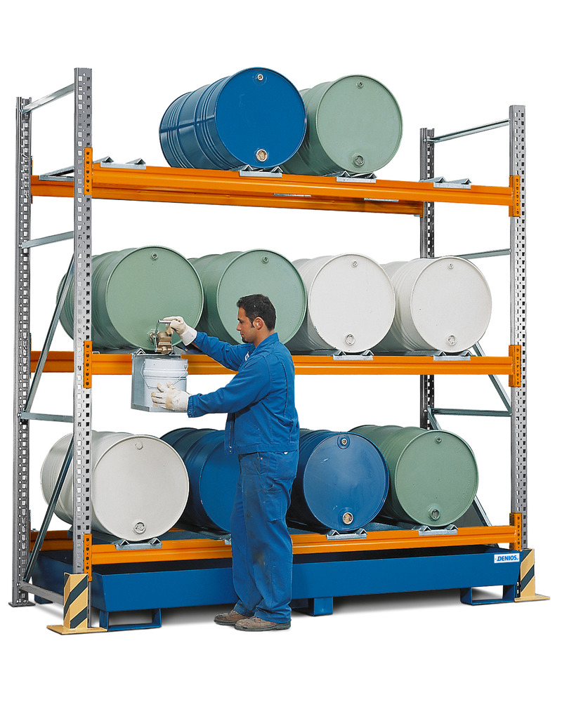Combi shelves 3 L12-I for 12 drums each holding 205 litres, with a painted sump, starter module - 1