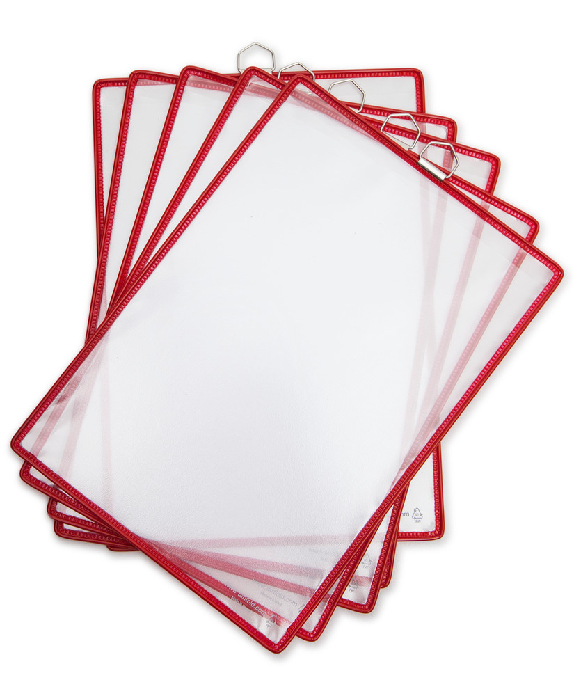 Pochettes transparentes avec anneau d'accrochage, pour A4, rouge - 1