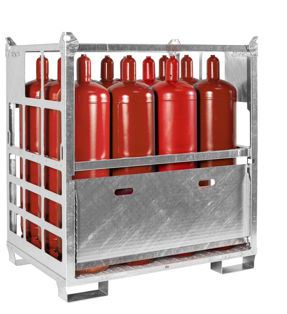 Gaspall av stål för transport av 12 gasflaskor med max. Ø 320 mm, förzinkad - 1