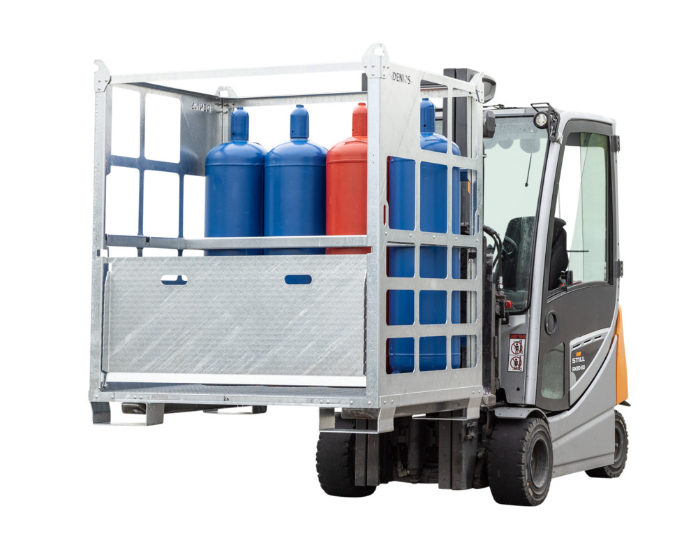 Gaspall av stål för transport av 12 gasflaskor med max. Ø 320 mm, förzinkad - 3