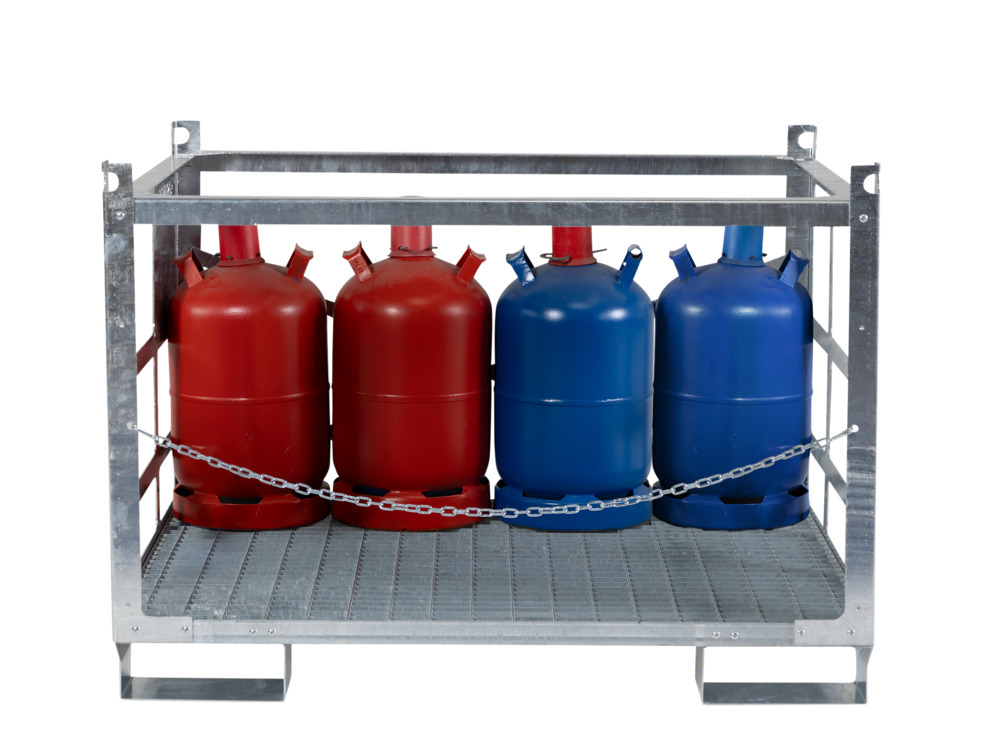 Gaspall av stål för transport av 12 gasflaskor med max. Ø 300 mm, förzinkad - 5