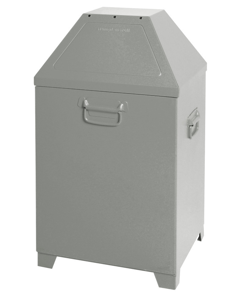 Contenitore p. rifiuti AB 100-V in lamiera d'acciaio, coperchio a chiusura autom., vol. 95 l, giallo - 1