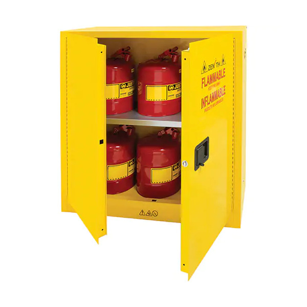 Flammable Storage Cabinet, 30 gal., 2 Door, 43" W x 44" H x 18" D , Self-Closing door - 1