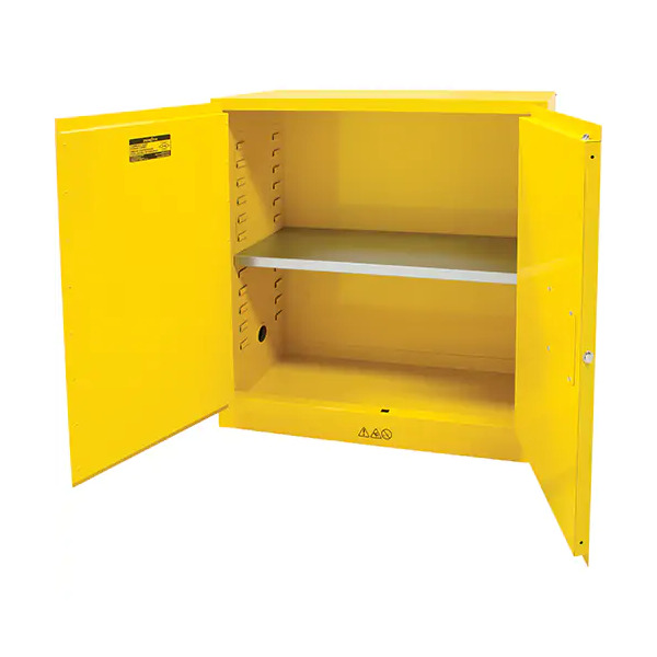 Flammable Storage Cabinet, 30 gal., 2 Door, 43" W x 44" H x 18" D , Self-Closing door - 2