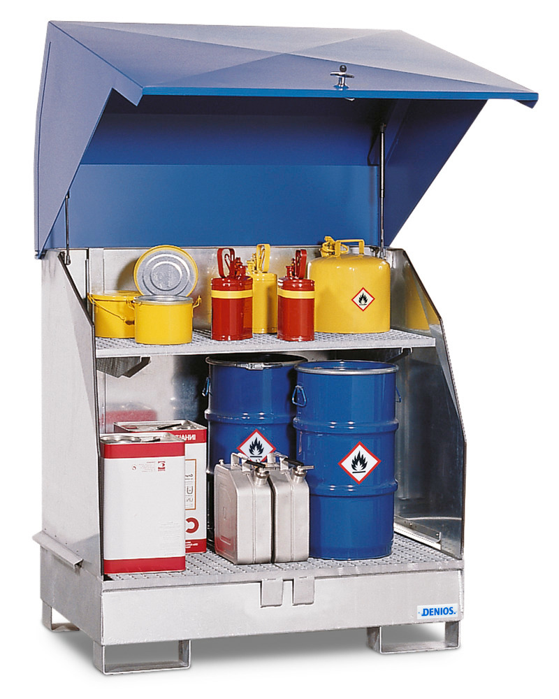 Gevaarstoffenstation 2 GST-KS, staal, verz., incl. legbord met rooster, met natuurlijke ventilatie - 1
