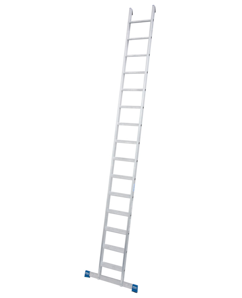 Enkele ladder met treden, aluminium, 15 treden