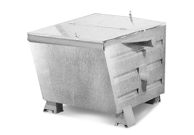 Schüttgutbehälter Universal aus Stahl, mit Deckel, 200 Liter Volumen, verzinkt - 1