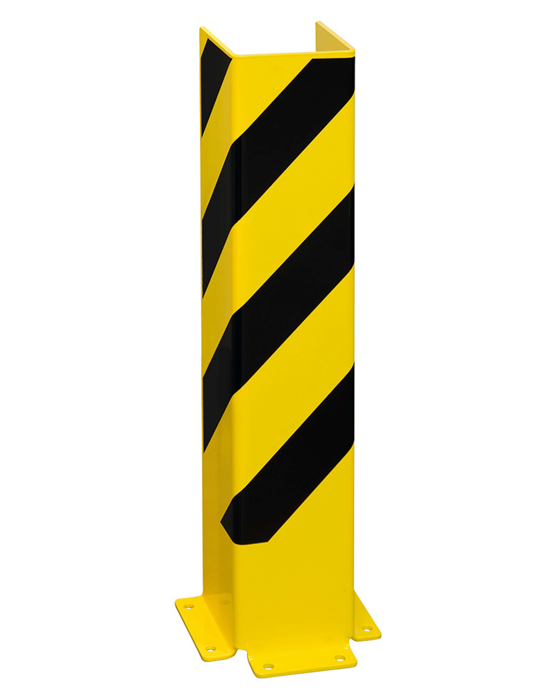 Ütközésvédő U-profil 800, műanyaggal bevont, sárga fekete csíkokkal, magasság 800 mm