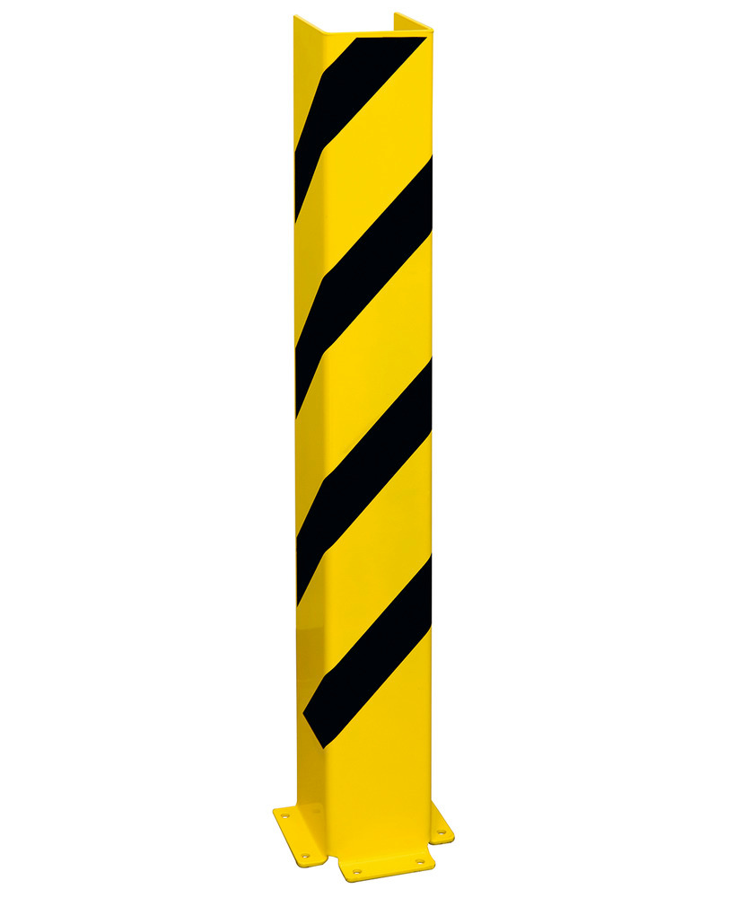 Ütközésvédő U-profil 1200, műanyaggal bevont, sárga fekete csíkokkal, magasság 1200 mm