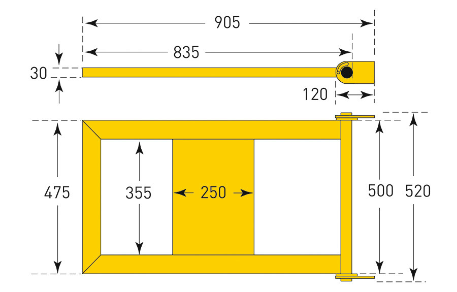 Dør til beskyttelsesgelender med beskyttelsesskjerm i stål, belagt i gul plast - 3