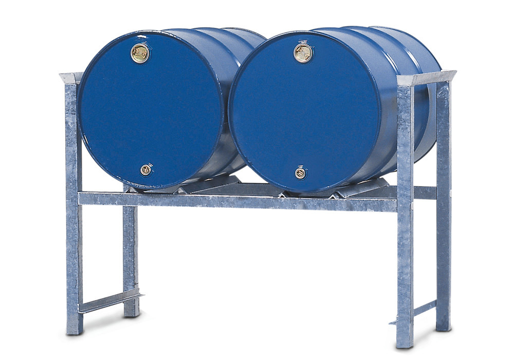 Stacking drum storage rack ARL 4, galvanized steel, for 2x205 litre drums - 1
