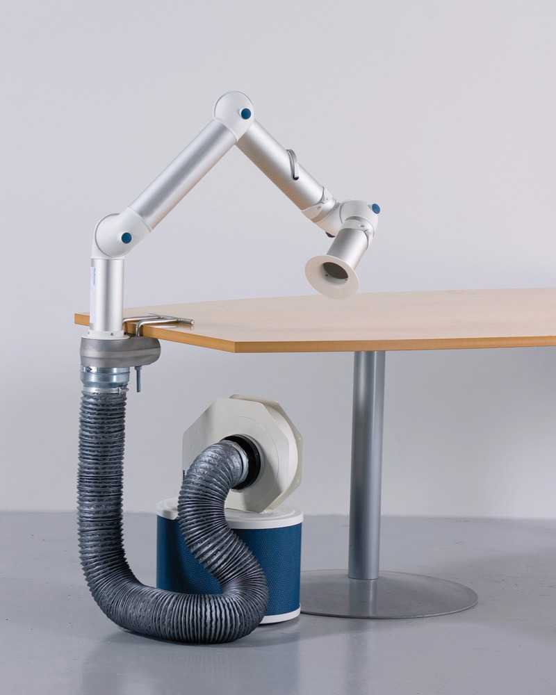 Unité d'aspiration avec filtration, 1 bras d’aspiration, housse miniature et pince sur table - 1