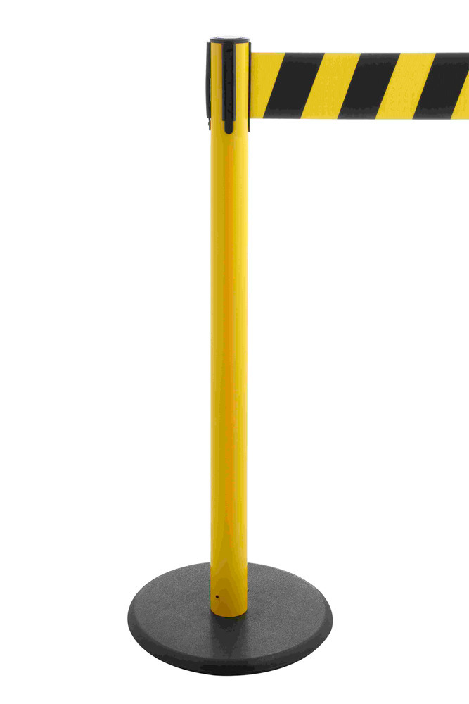 Système de délimitation Traffico, type 2.9, poteau jaune, sangle noire jaune, longueur : 3,8 m - 1