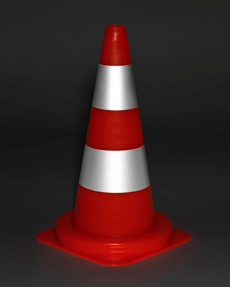 Traffic Cone, PVC, with 2 silver rings, reflective, height 750 mm - 2