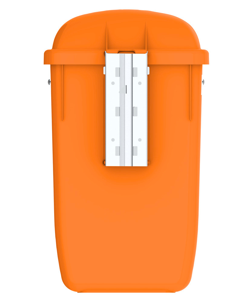 Afvalbak van polyethyleen (PE), voor wandmontage, 50 liter inhoud, oranje - 2