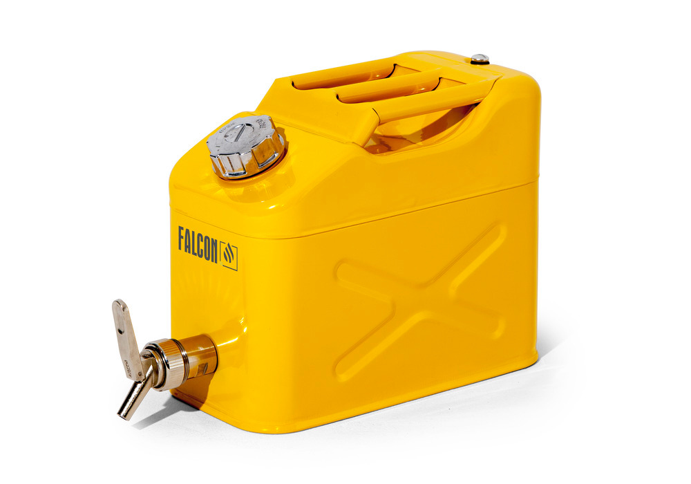 FALCON safety canister in steel, painted, with fine measuring tap, 10 litres - 1