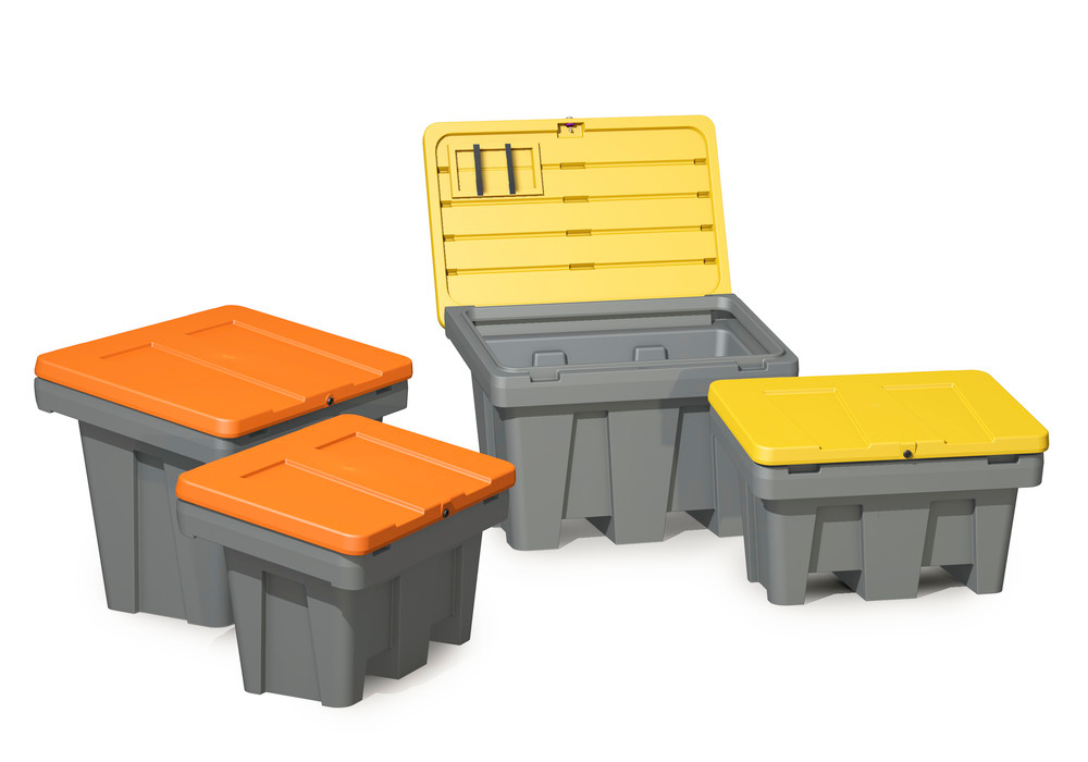 Grusbehållare typ GB 150 av polyeten (PE), volym 150 liter, gult lock - 2