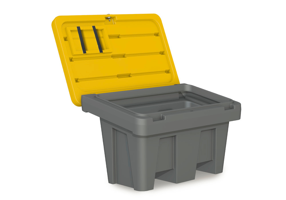 Contenedor para granulados tipo GB 150 en polietileno (PE), volumen 150 litros, tapa amarilla