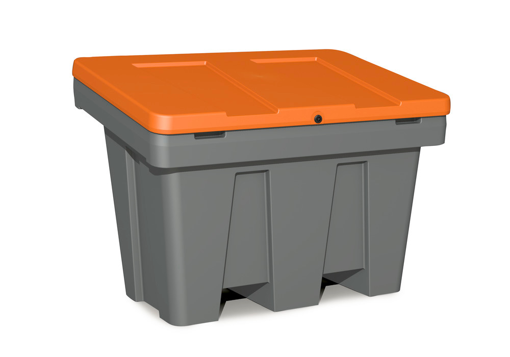 Zásobník na posypový materiál typ GB 300 z polyethylenu, objem 300 l, víko oranžové - 1