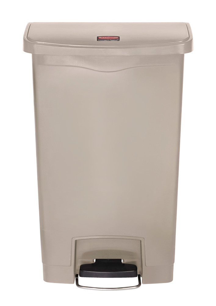 Recyclemateriaalbak van polyethyleen (PE), met voetpedaal aan brede zijde, inhoud 50 liter, beige - 2
