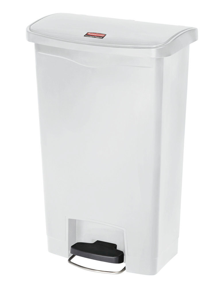 Recyclable material container in polyethylene (PE),  foot pedal on wide side, 50 litre volume, white - 1