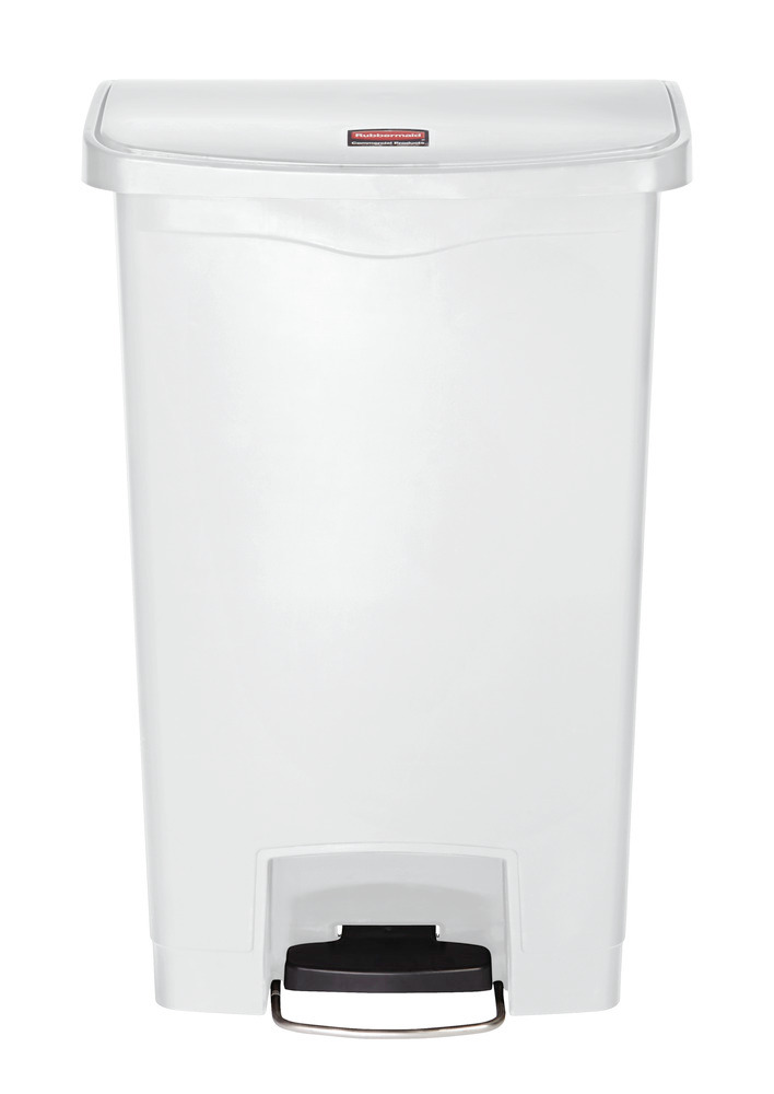 Affaldsbeholder af polyethylen (PE), med fodpedal, 50 liters volumen, hvid - 2