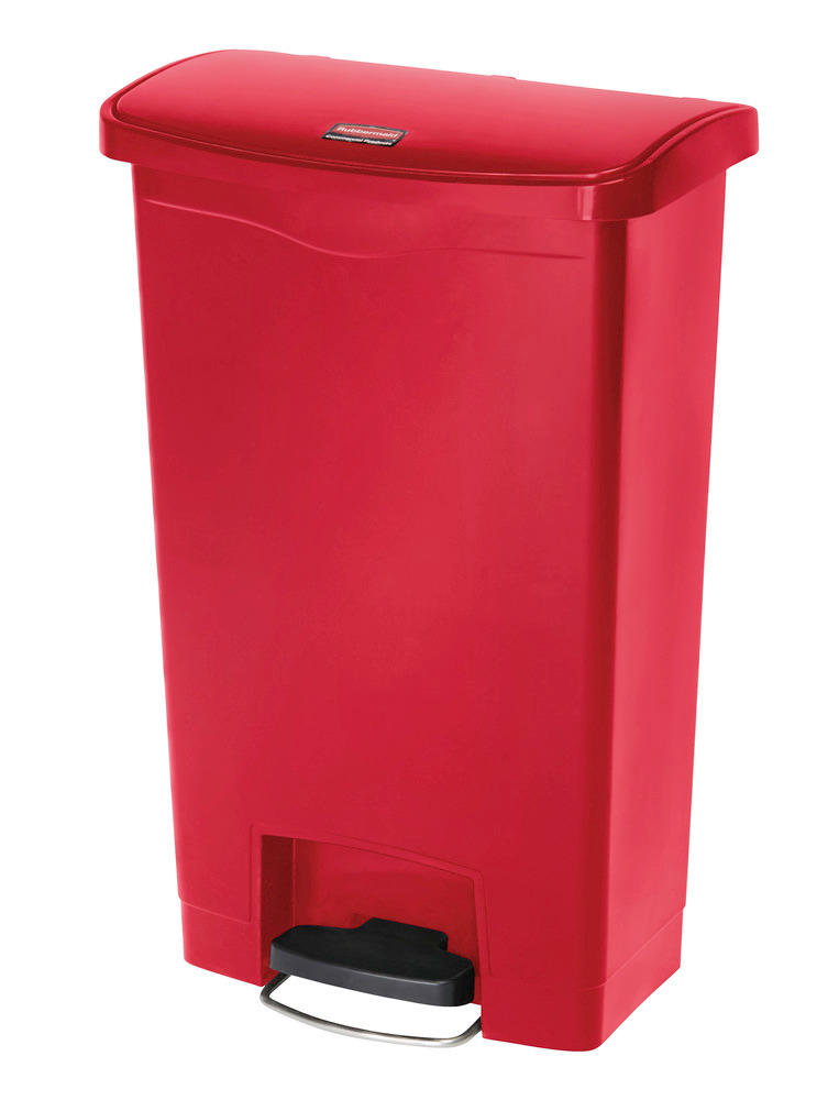 Affaldsbeholder af polyethylen (PE), med fodpedal, 50 liters volumen, rød
