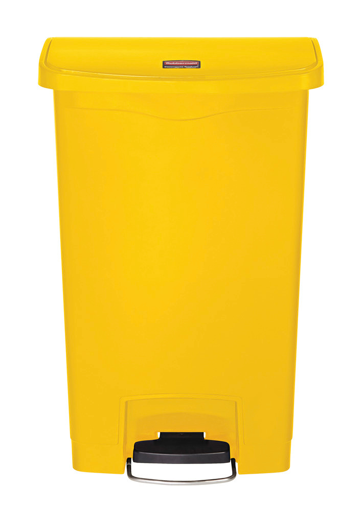 Recyclemateriaalbak van polyethyleen (PE), met voetpedaal aan de brede kant, inhoud 50 liter, geel - 2
