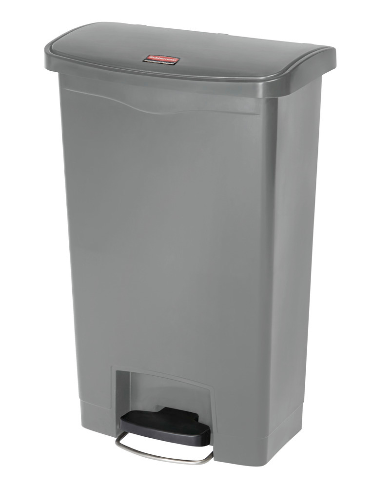 Coletor de resíduos em polietileno, com pedal, 50 litros, cinza: “FB BS” - 1