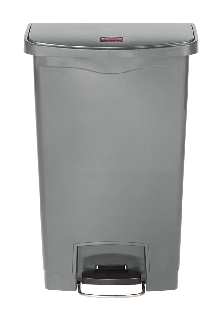 Avfallsbehållare av polyeten (PE), med pedal på långsidan, volym 50 liter, grå - 2