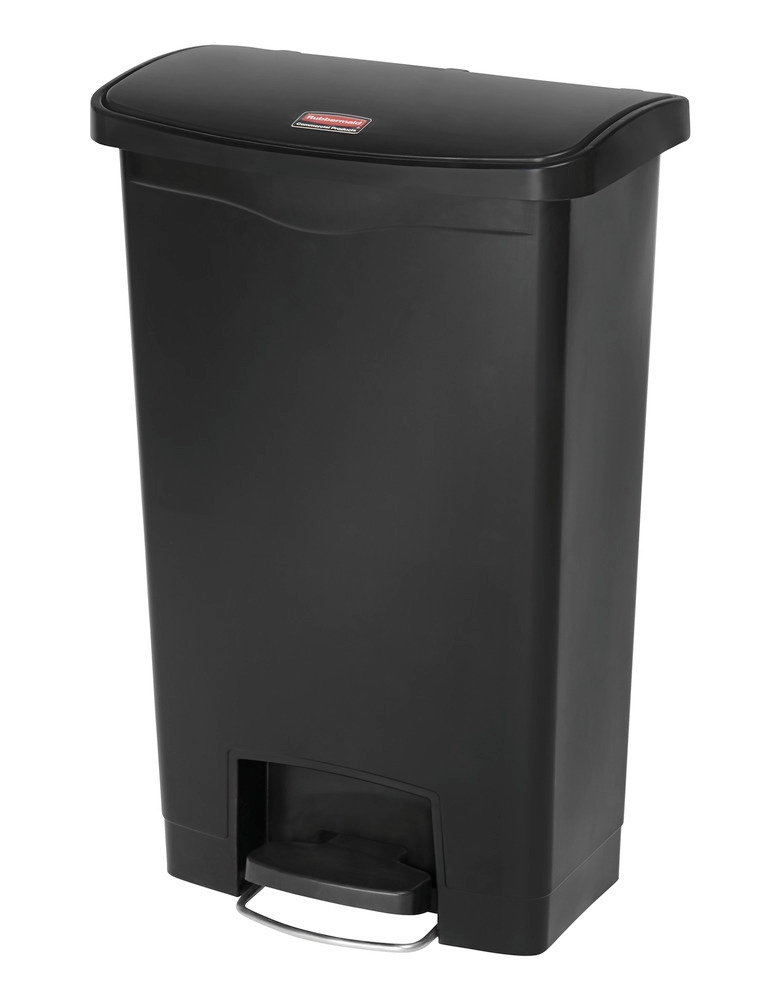 Recyclable material container in polyethylene (PE),  foot pedal on wide side, 50 litre volume, black - 1