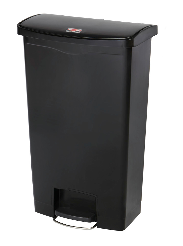 Coletor de resíduos em polietileno, com pedal, 68 litros, negro: “FB BS” - 1