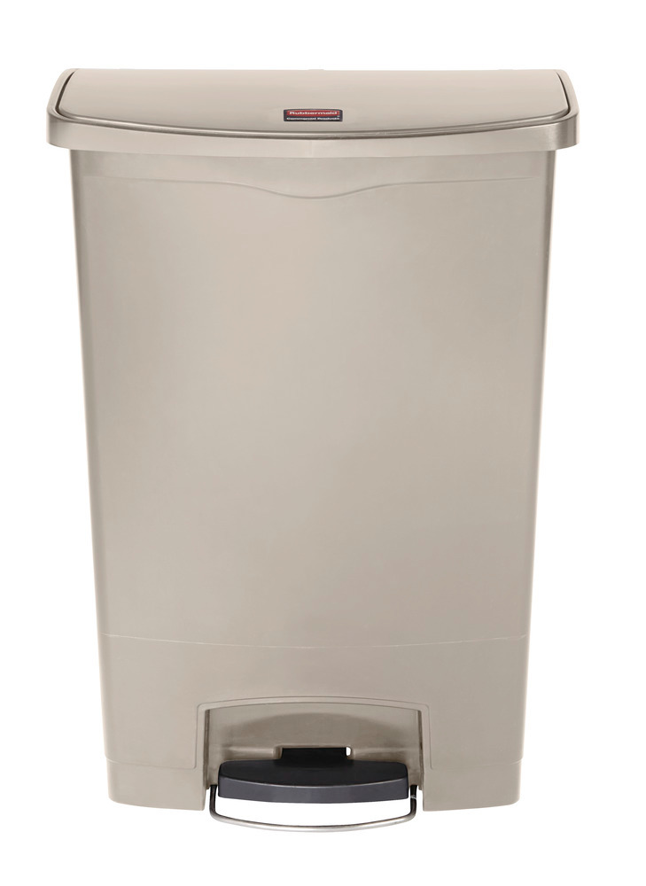 Recyclemateriaalbak van polyethyleen (PE), met voetpedaal aan brede zijde, inhoud 90 liter, beige - 2