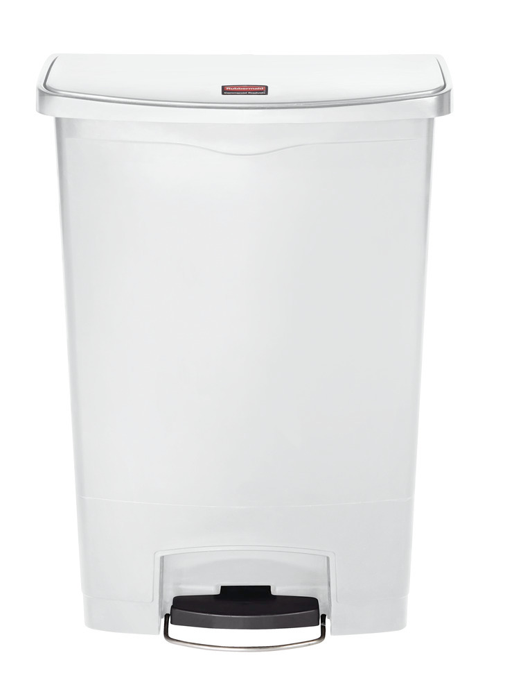 Recyclable material container in polyethylene (PE),  foot pedal on wide side, 90 litre volume, white - 2