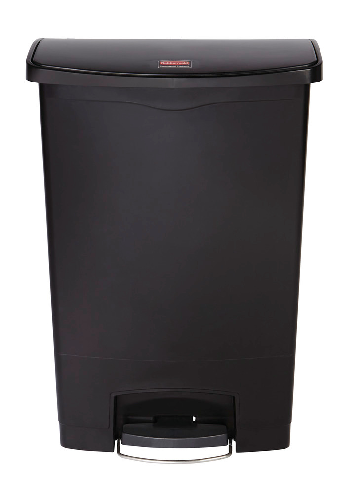 Avfallsbehållare av polyeten (PE), med pedal på långsidan, volym 90 liter, svart - 2