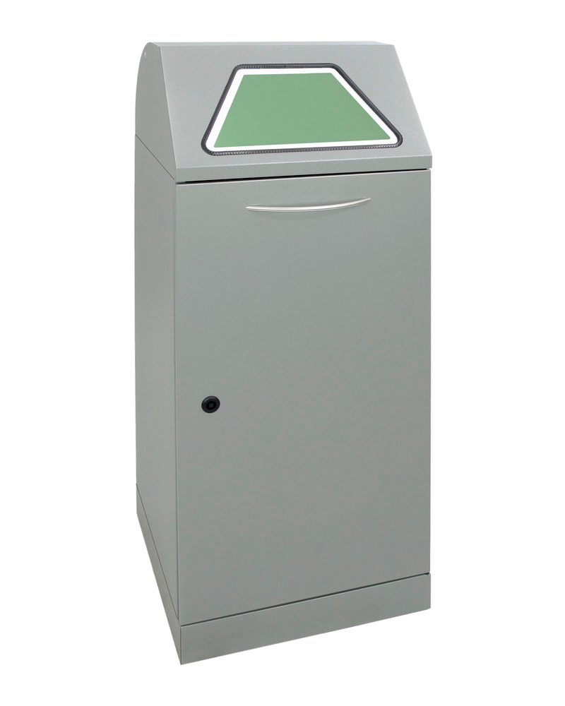 Contenedor para residuos ignífugo, manejo manual, para bolsa de basura, 75 l, aluminio gris - 1